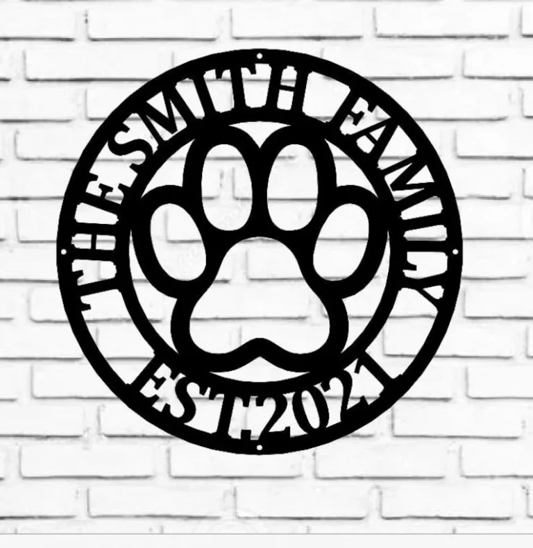 Metal Sign Front Door Monogram, Paw Print Custom Outdoor Metal Sign For House Decor Address Sign Family Sign For Front Door Dog Cat