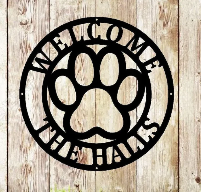 Metal Sign Front Door Monogram, Paw Print Custom Outdoor Metal Sign For House Decor Address Sign Family Sign For Front Door Dog Cat