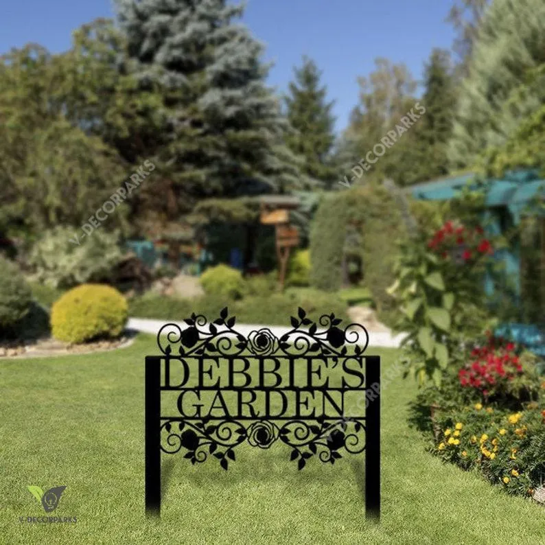il_794xN.3294507655_r0z9_8d7b8ab6-2935-452b-a6eb-686999708874.webp Floral Garden Stake Sign, Personalized Metal Sign, Garden Sign Board, Metal Art, Attractive Garden Plate