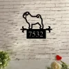 Pug Metal Welcome Sign, Personalized Pug Dog Metal Sign, Custom Metal Address Sign, Metal House Number Wall Art, Dog Address Sign