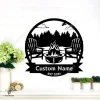 Campsite Monogram, Forest Scene Metal Sign