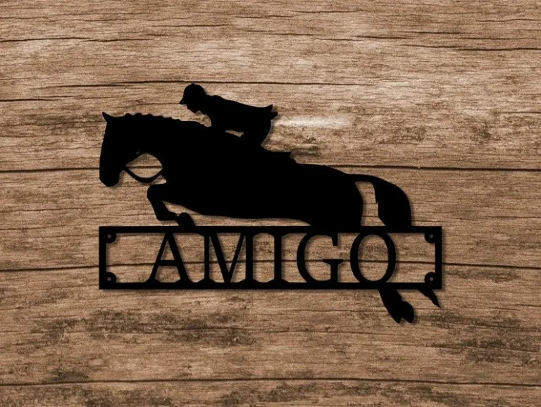 Custom Metal Stall Sign, Jumping Horse Sign, Personalized Stall Plaque