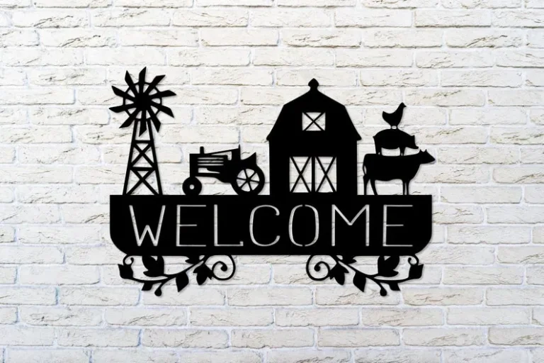 Farm Metal Sign, Farm Welcome Sign, Farmhouse Wall Decor, Farm Scene Wall Art, Farm Animal Sign, Barn Metal Wall Art, Housewarming Gift