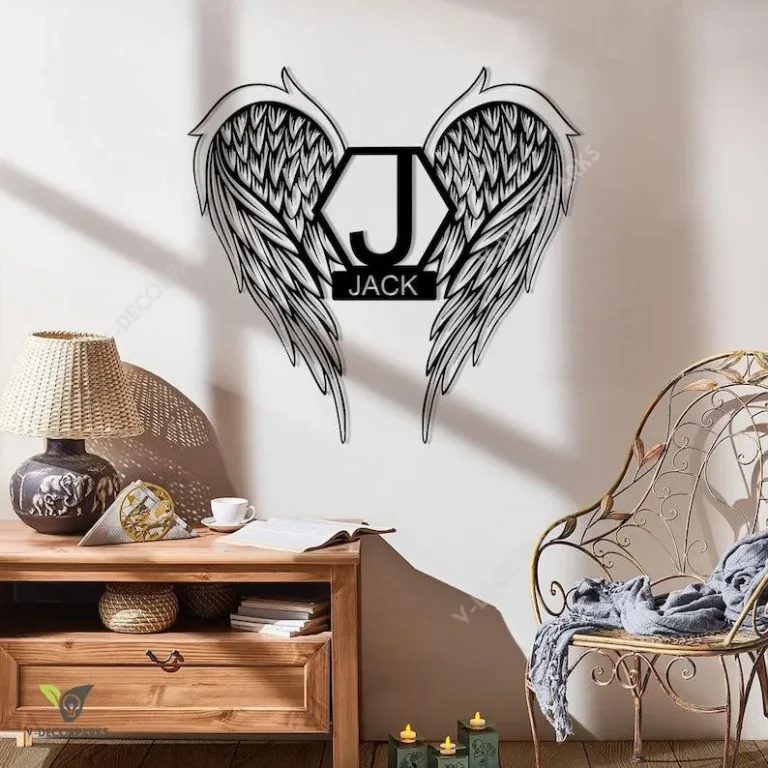 Personalized Metal Angel Wings Name Sign, Metal Wall Art,metal Monogram Sign,family Name Sign,metal Sign,personalized Gift,housewarming Gift