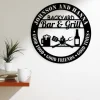 Arrive After Xmas, Personalized Backyard Bar & Grill Metal Wall, Beer Metal Wall Art Sign, Bbq Outside Wall Decor, Family Name Metal Sign