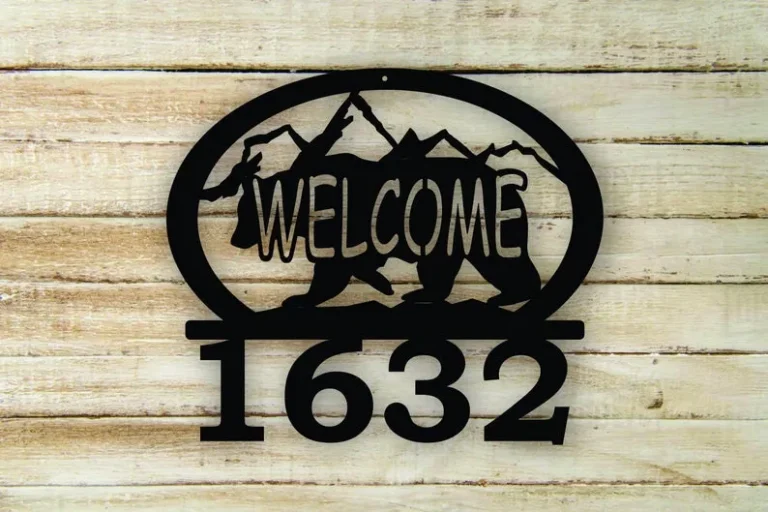 Bear Custom Steel Welcome Solid Number Address Sign