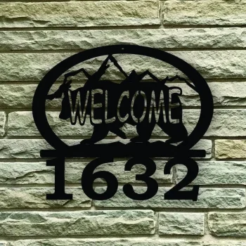 Bear Custom Steel Welcome Solid Number Address Sign