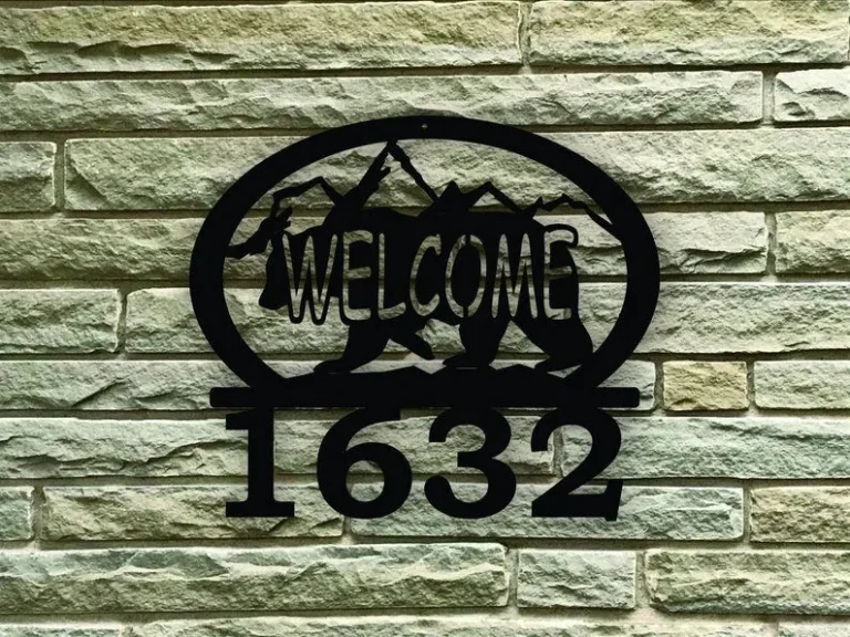 Bear Custom Steel Welcome Solid Number Address Sign