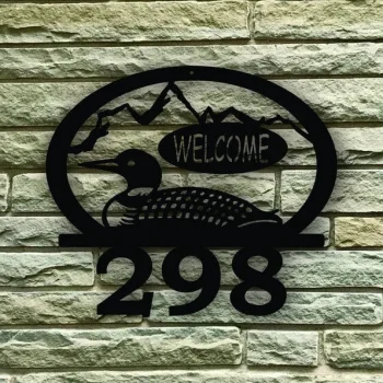 Loon Custom Steel Welcome Solid Number Address Sign