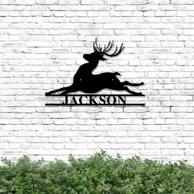 Deer Antler Laser Cut Metal Sign, Personalized Deer Name Sign, Deer Head Metal Wall Hanging, Hunting Decor, Christmas Gift For Him