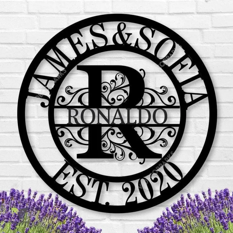 Personalized Family Name Sign Custom Last Name Sign Monogram Letters Personalized Metal Sign Established Sign Initial Split Letter Monogram