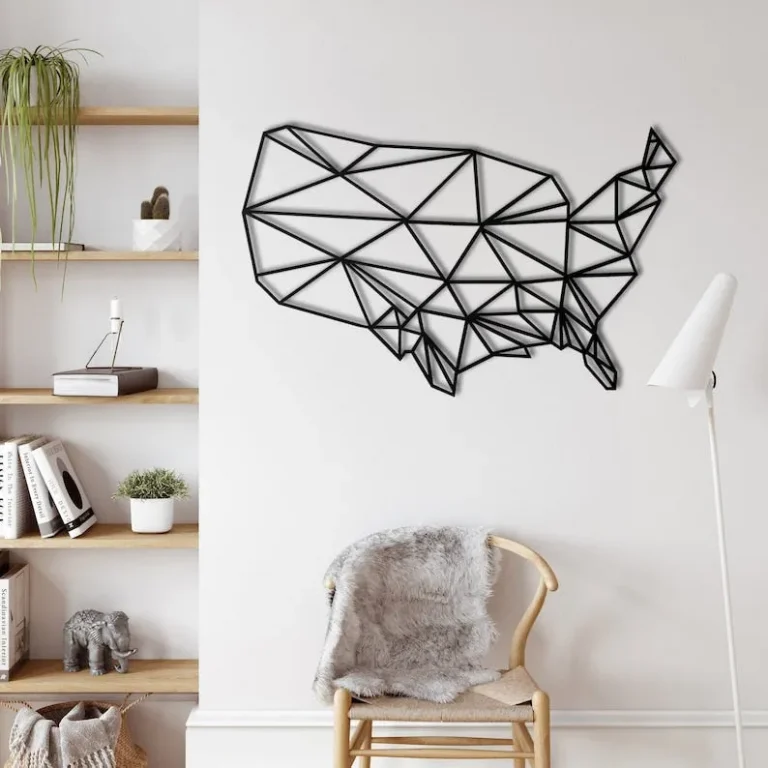 Metal World Map Wall Art, Geometric America Map, Metal Usa Map, Metal Wall Decor, Interior Decoration, Wall Hanging, Home Living Room DÃ©cor
