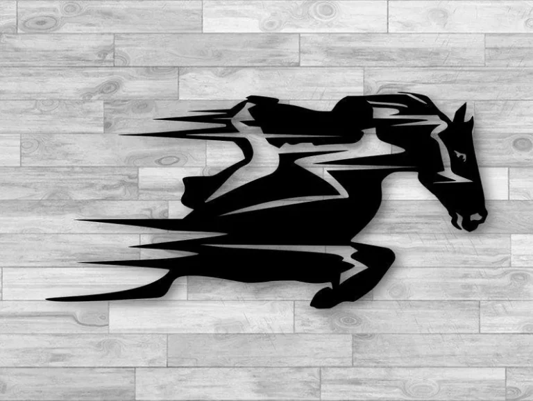 Abstract Jumping Horse Metal Sign, Equestrian Sign