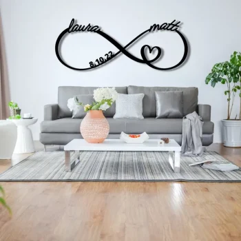 Infinity Metal Sign, Family Name Sign, Personalized Metal Wall Decor, Housewarming Gift, Welcome Sign For Front Porch, Metal Monogram Sign