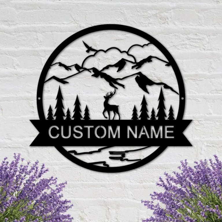 Custom Buck Deer Elk Stag Name Sign Personalized Name Metal Signs Personalized Name Metal Monogram Name Sign Metal Family Name Sign