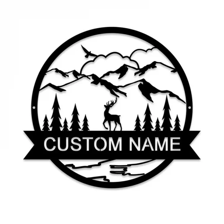 Custom Buck Deer Elk Stag Name Sign Personalized Name Metal Signs Personalized Name Metal Monogram Name Sign Metal Family Name Sign