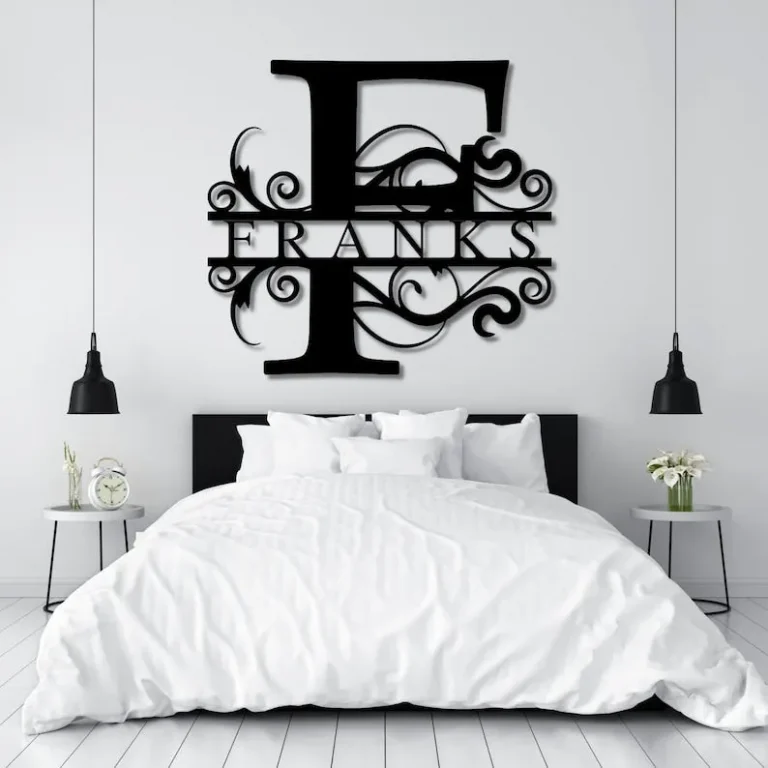 Last Name Metal Signs Personalized Metal Sign Custom Last Name Sign Family Name Sign Metal Wall Art Split Monogram Personalized Wedding Gift