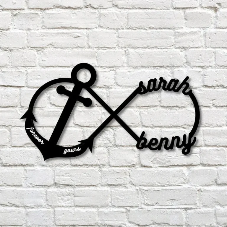Personalized Infinity Anchor Metal Sign, Metal Established Infinity Sign, Housewarming Gift, Door Hanger, Wedding Gift, Metal Monogram Sign