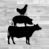 Stacked Farm Animal Metal Sign, Farmhouse Wall Decoration, Cow Pig Chicken Sign