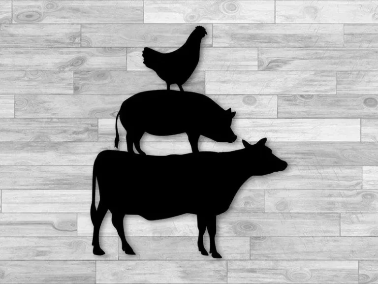 Stacked Farm Animal Metal Sign, Farmhouse Wall Decoration, Cow Pig Chicken Sign