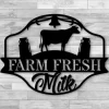 Farm Fresh Milk Metal Sign, Farmhouse Wall Decoration, Shabby Chic Decor