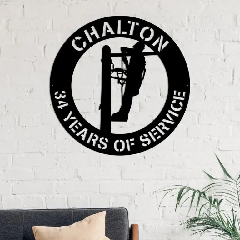 Personalized Lineman Metal Wall, Custom Lineman Last Name Decor, Power Lineman Wall Art, Electrician Metal Sign, Lineman Retirement Gift