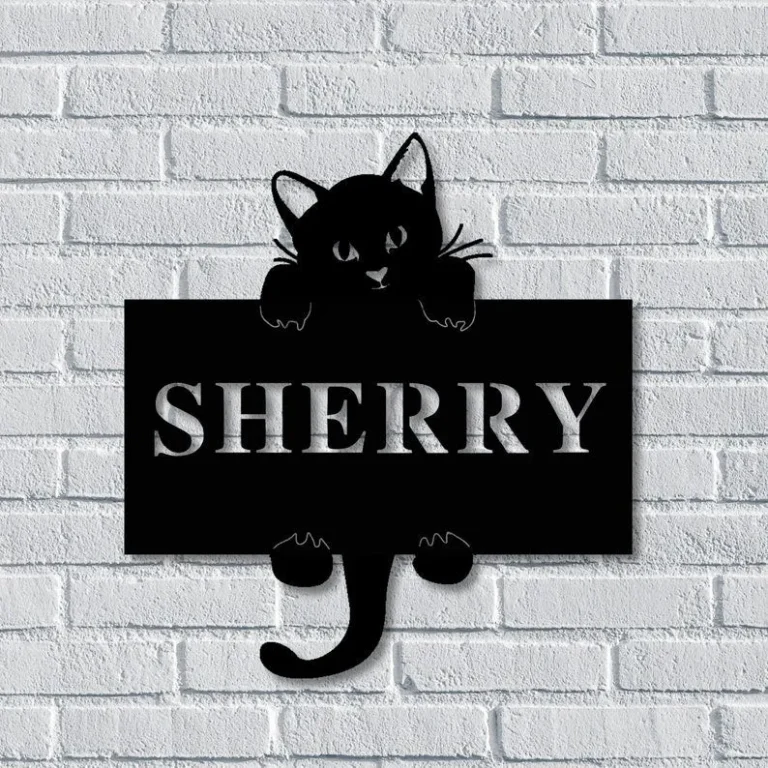 Personalized Metal Cat Sign, Metal Cat Sign, Cat Lover Sign, Cat Sign, Metal Sign, Gift For Mom, Cat Owner Sign, Cat Address Sign