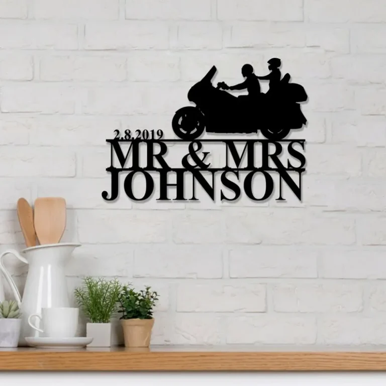 Custom Biker Couple Personalized Metal Sign, Biker Metal Sign, Outdoor Decor, Motorcycle Sign, Gift For Couple, Gift For Husband