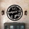 Personalized Backyard Bar & Grill Metal Wall, Custom Family Kitchen Metal Sign, Bbq Outside Wall Decor, Patio And Porch