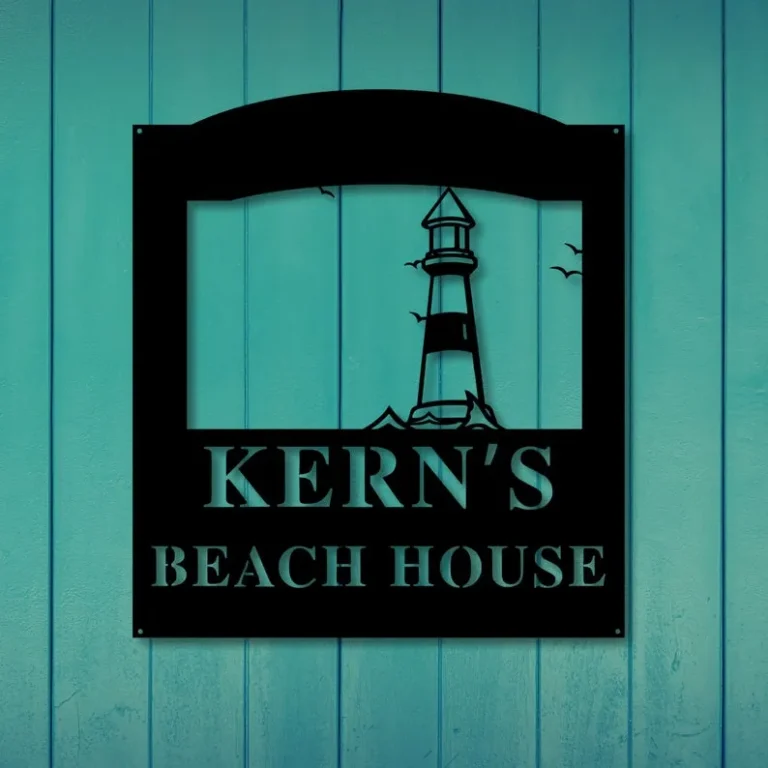 Personalized Lighthouse Beach Sign, Metal Beach House Sign, Beach House Decor, Outdoor Family Sign, Outdoor Decor, Metal Sign, Light House