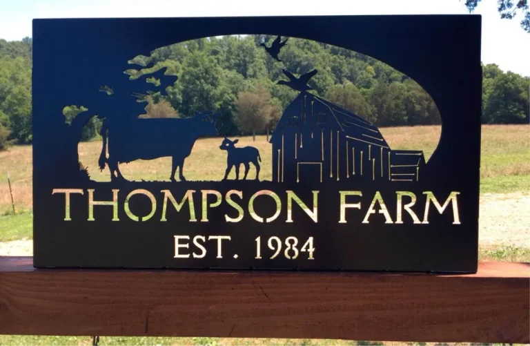 Custom Metal Farm Sign On Base With Your Name, Metal Wall Art, Metal House Sign