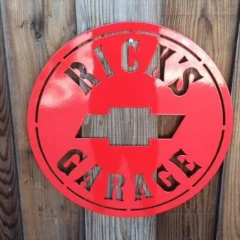 Ricks Garage W Bowtie - Plasma Cut Metal Sign, Cut Metal Sign, Wall Metal Sign