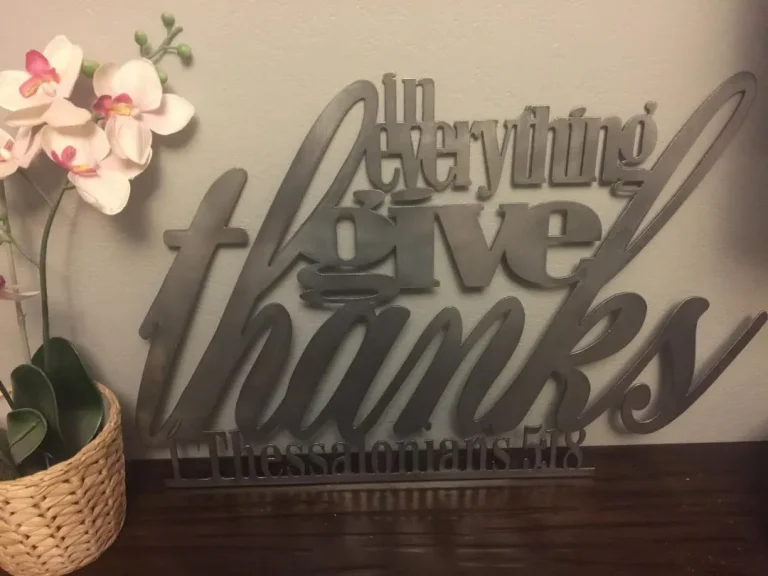 Give Thanks Metal Bible Verse Decor, Cut Metal Sign, Wall Metal Art