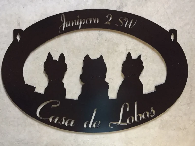 Metal Sign With Adorable Dog Silhouettes, Metal Wall Art, Metal House Sign