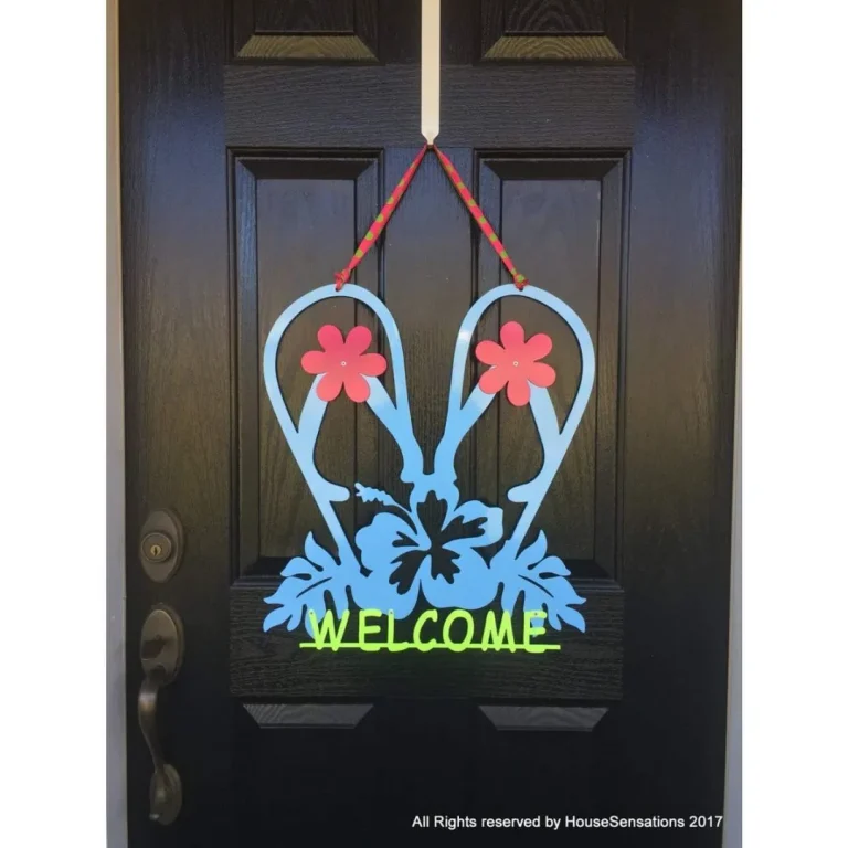 Flip-flops Front Door Welcome Sign, Cut Metal Sign, Metal Wall Art, Metal House Sign