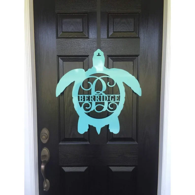 Turtle Personalized Monogram Sign, Turtle Monogram Initial Name Cut Metal Sign, Metal Wall Art, Metal House Sign