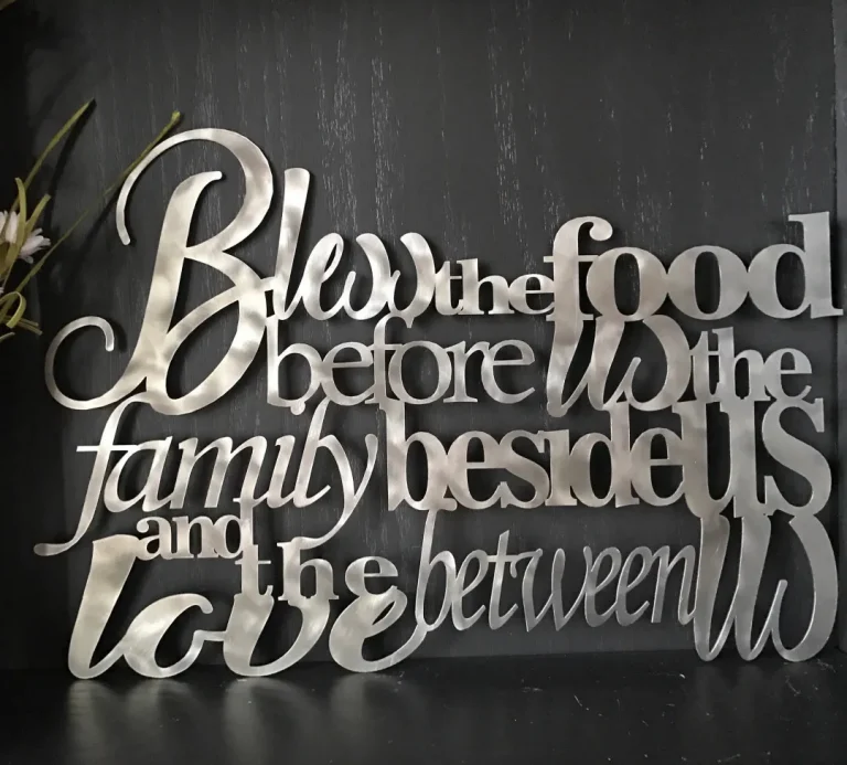 Bless The Food Metal Home Decor Art, Cut Metal Sign, Wall Metal Art