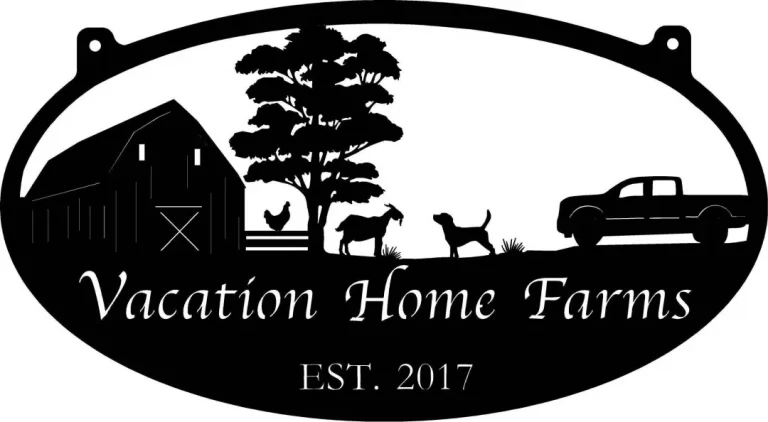 Metal Farm Sign With Fence And Chicken, Goat And Pickup, Metal Wall Art, Metal House Sign