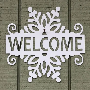 Welcome Snowflake, Metal Sign, Cut Metal Sign, Wall Metal Sign