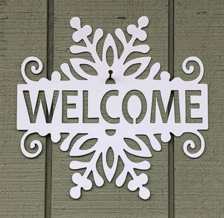 Welcome Snowflake, Metal Sign, Cut Metal Sign, Wall Metal Sign