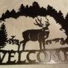 Deer And Forest Welcome Sign Metal Art