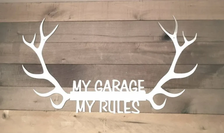 My Garage Sign With Antlers, Metal Wall Art, My Garage My Rules Garage Sign, Antler Decor, Garage Art, Gift For Him, Custom Metal Sign