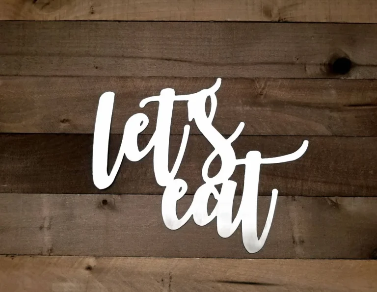 Let's Eat Metal Sign, Kitchen Sign, Wall Hanging, Rustic Wall Decor, Farmhouse Style Dining Room Sign, Script Words For The Wall