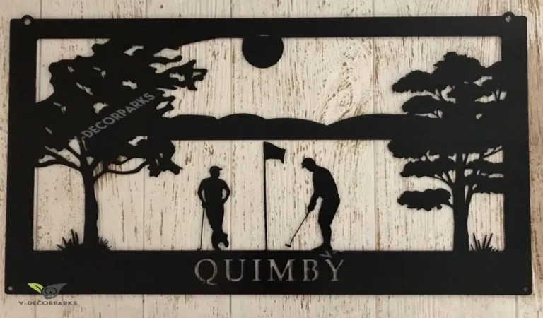 Metal Golfing Sign ,golfing Scene, Palm Trees, Metal Wall Art, Metal House Sign