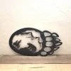 Bear Claw Sign, Metal Bear Track With Bear, Cabin Wall Art, Bear Paw, Wildlife Decor, Bear Decor Wall Hanging, Rustic Home Decor