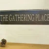 The Gathering Place Metal Sign, Farmhouse Decor, Rustic Raw Metal Word Wall Art