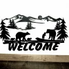 Bear Welcome Sign, Front Door Hanger Bears And Cubs Entryway Decor, Metal Wall Art, Rusic Cabin Decor, Wildlife Art, Lake House Decor