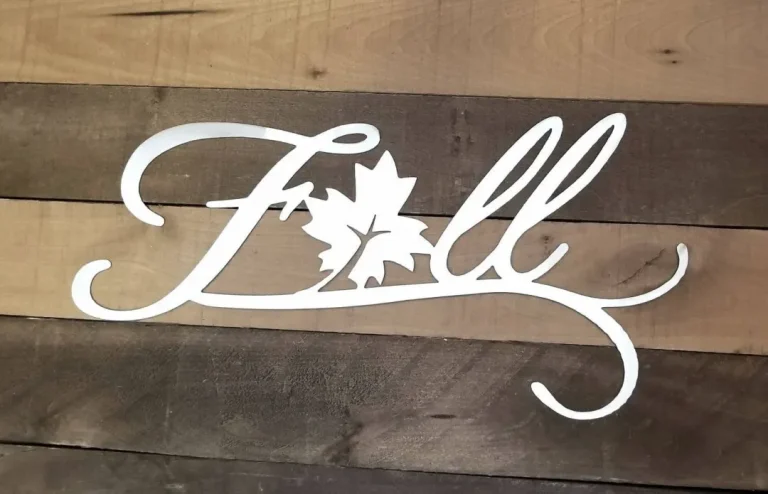 Metal Fall Sign - Metal Wall Art - Fall Kitchen Decor - Entryway Sign - Metal Fall Signs - Leaves Decor - Script Word Art - Front Door Sign