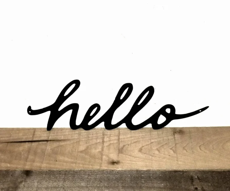 Metal Hello Sign, Script Words For The Wall, Metal Rustic Word Art, Hello Sign, Front Porch Decor, Entryway Sign, Hello For Wreath