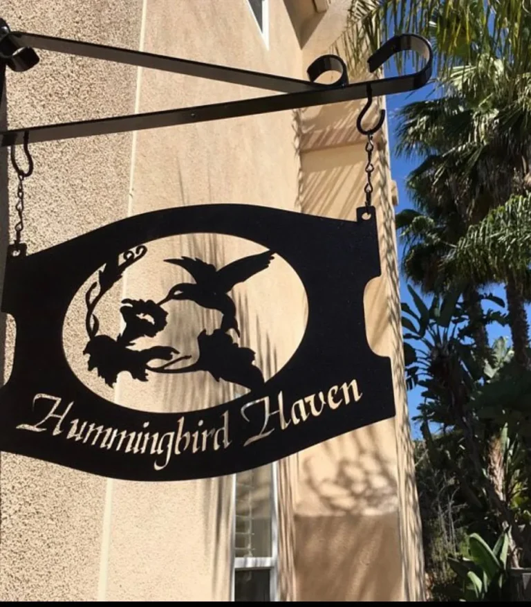 Metal Hummingbird Sign With Your Name, Metal Wall Art, Metal House Sign